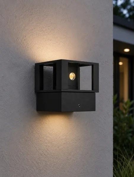Aplică LED de perete pentru exterior, 12 W, 230 V, IP54, neagră