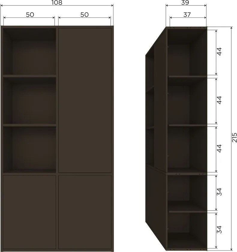 Dulap modular maro închis din lemn de pin 108x215 cm Meggy – WOOOD