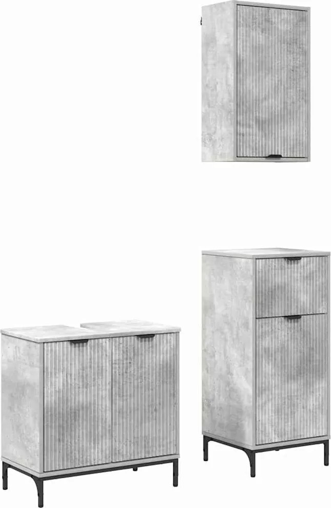 vidaXL Set de mobilier pentru baie 3 pcs Gri beton Lemn compozit