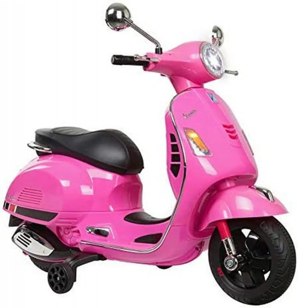 Motocicleta Electrica cu Acumulator Pentru Copii NOVOKIDS™ Vespa Classic Scooter, Pornire la cheie, Lungime 102 cm, 3-8 ani, Max 30 kg, Roz