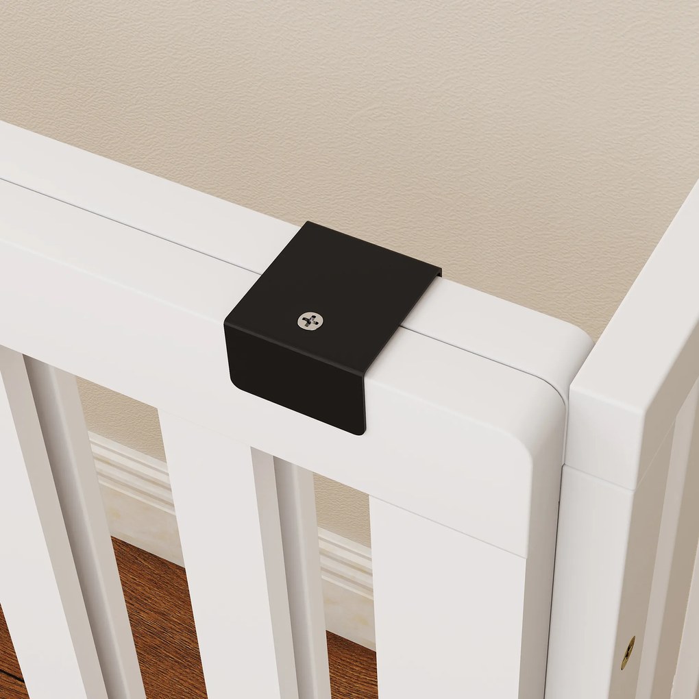 PawHut Poartă pentru Câini Pliabilă de Siguranță Extensibilă 102-183 cm cu 2 Suporturi Detașabile, Panouri Laterale, Poartă din Lemn pentru Câini de Talie Mică și Medie, Barieră Protectoare pentru Scări | Aosom Romania