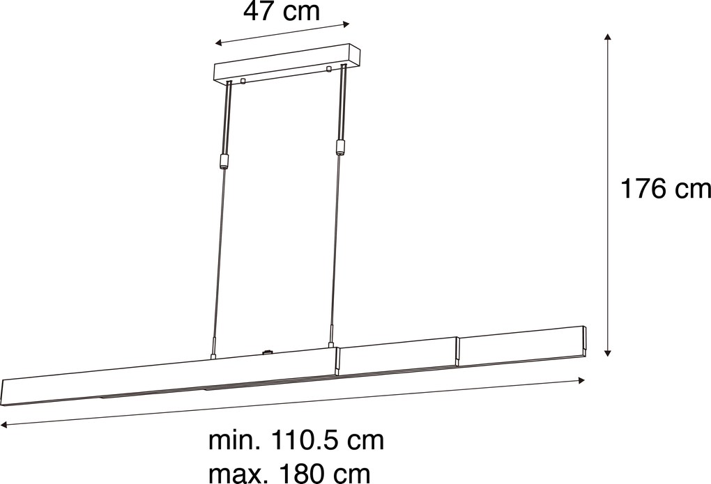 Lampă Pandantiv Reglabilă Negru Inclusiv LED Dimmable - Lamba