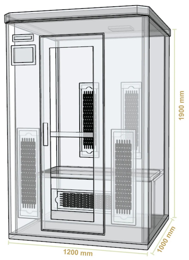 Infračervená sauna/ tepelná kabína Oslo s keramickými radiátormi a drevom Hemlock