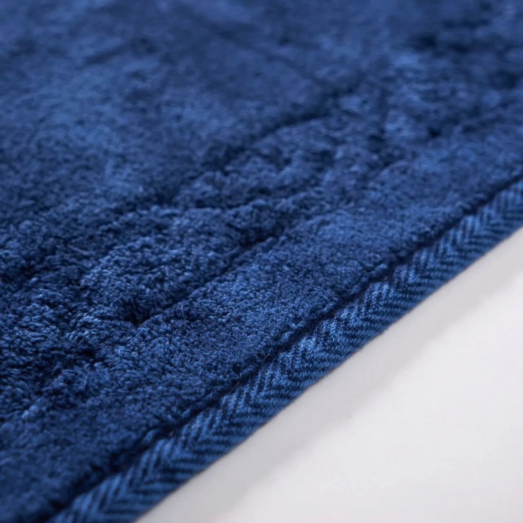 Set covorase de baie, L'essentiel Maison, Cottonkt 000188, Albastru inchis