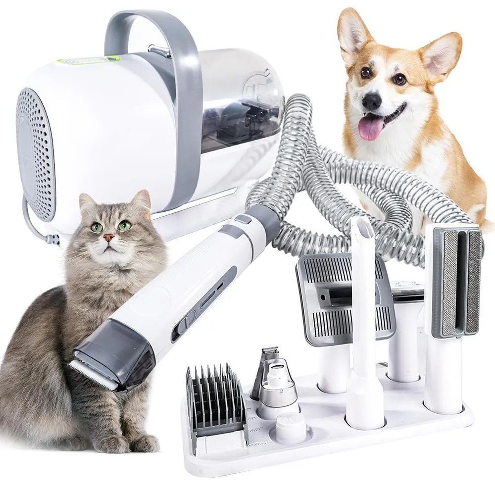 Set de ingrijire animale de companie cu rezervor de aspirare si accesorii