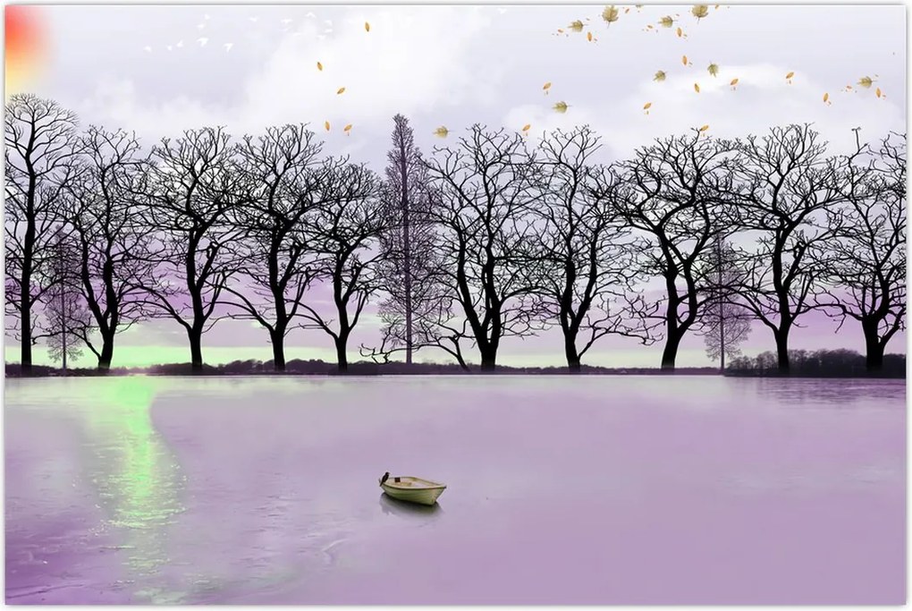 Tablou - Barcă pe lac (90x60 cm)