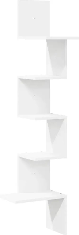 vidaXL Raft de perete de colț, alb, 32x32x127,5 cm, PAL