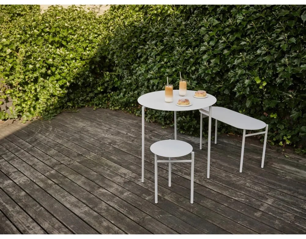 Bancă de grădină gri deschis din metal Disc – Zone