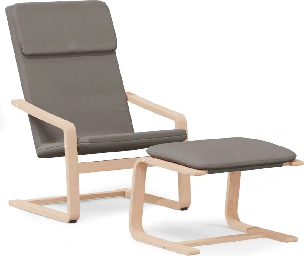 vidaXL Scaun de relaxare cu taburet, gri taupe, textil