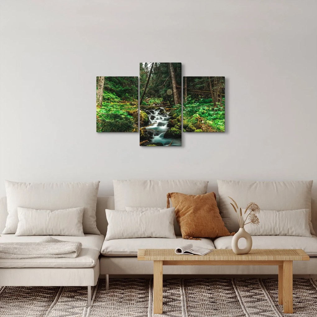 Tablou cu pârău în pădure (90x60 cm)