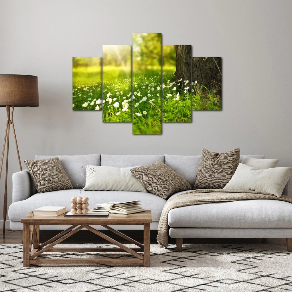Tablou cu poiana și flori (150x105 cm)