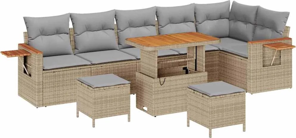 vidaXL Set de canapele pentru grădină 11 pcs Beige și gri deschis