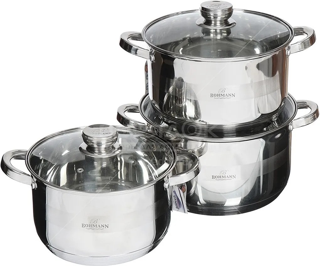 Set 3 oale cu capace din inox Bohmann