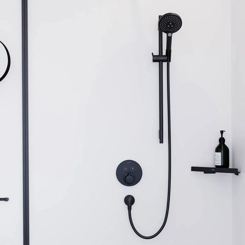 Baterie termostatata incastrata, pentru 2 consumatori, negru mat Negru mat