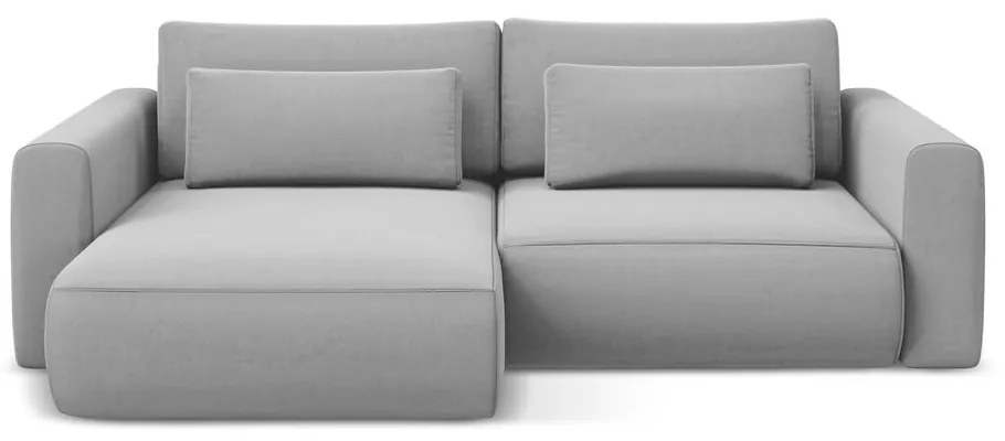 Colțar gri deschis extensibil/cu spațiu de depozitare cu tapițerie din catifea (cu colț pe partea stângă/cu șezlong) Kapua – Makamii