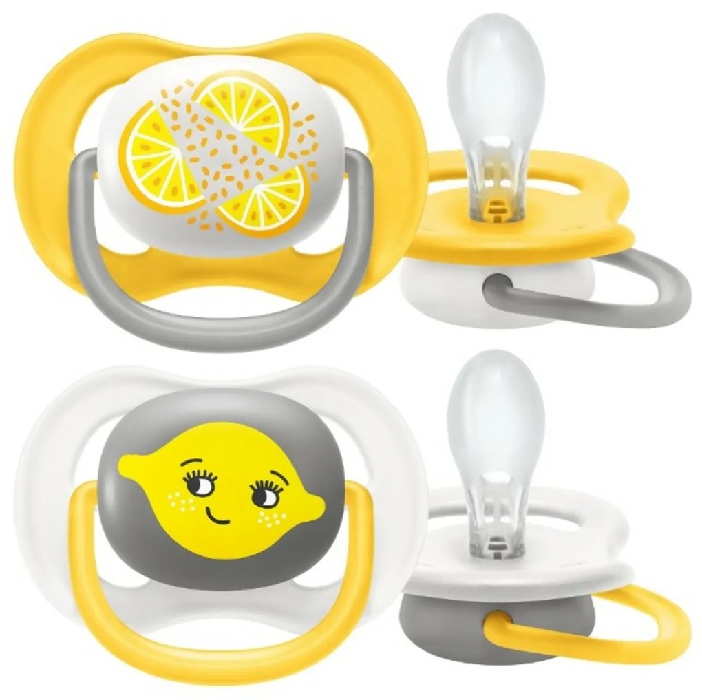AVENT Ultra Air suzeta Fericit, 6-18 m, Lămâie, galben / alb