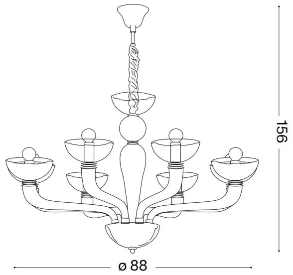 Lustră pe cablu Ideal Lux CASANOVA 8×E14/40W/230V
