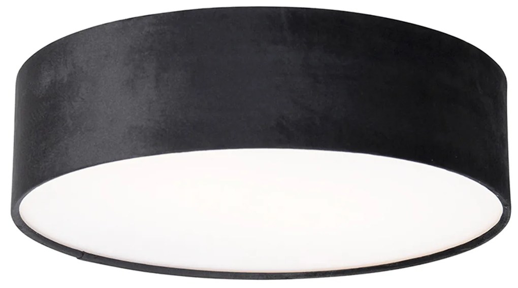 Plafoniera moderna neagra 40 cm cu interior auriu - Drum