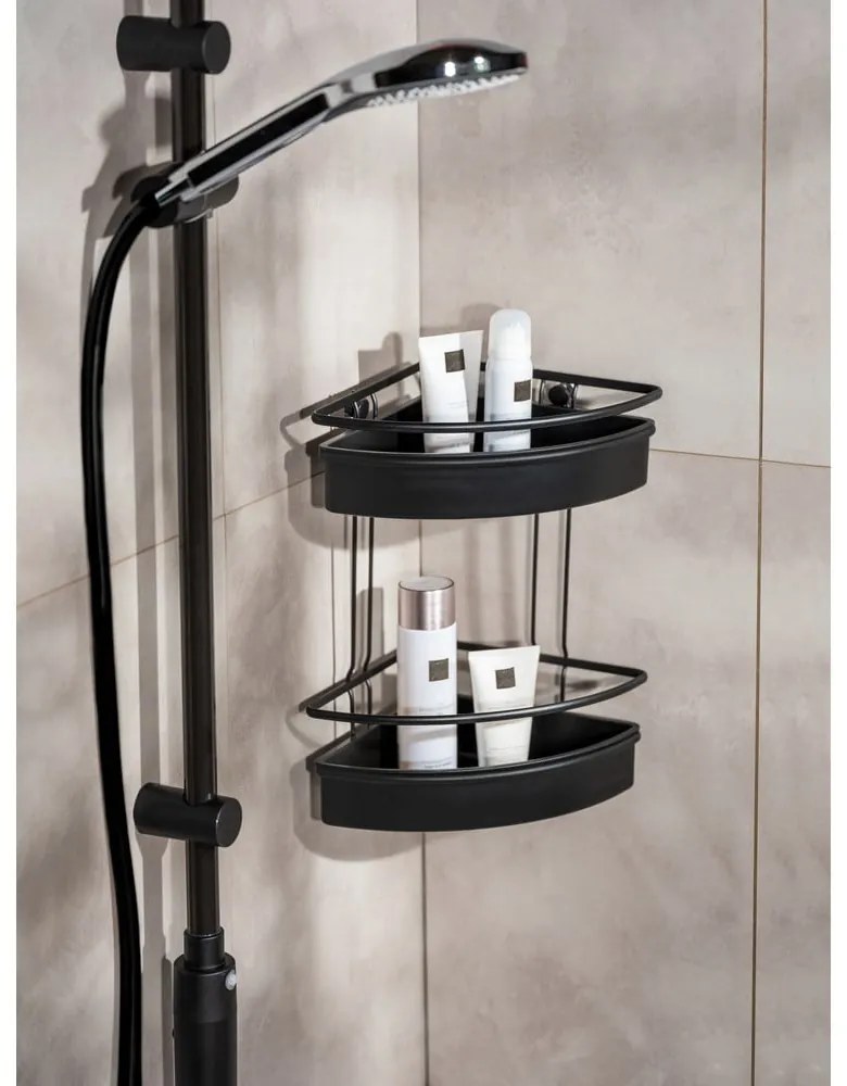 Raft de duș de colț Wenko Molinella, 30 x 22 cm, negru