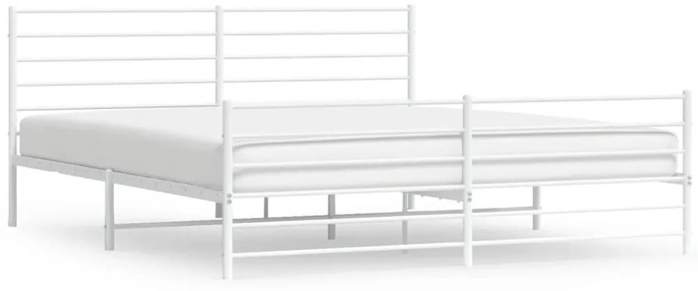 352393 vidaXL Cadru de pat metalic cu tăblie, alb, 200x200 cm