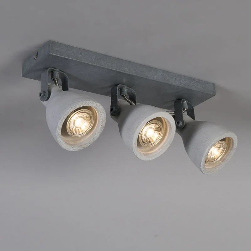 Spotlight industrial gri din beton cu 3 lumini - Creto