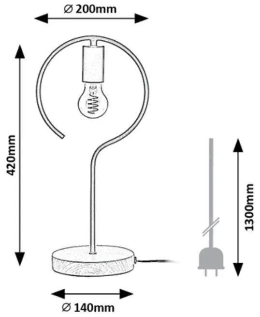 Veioza, lampa de masa design industrial Rufin negru 20cm