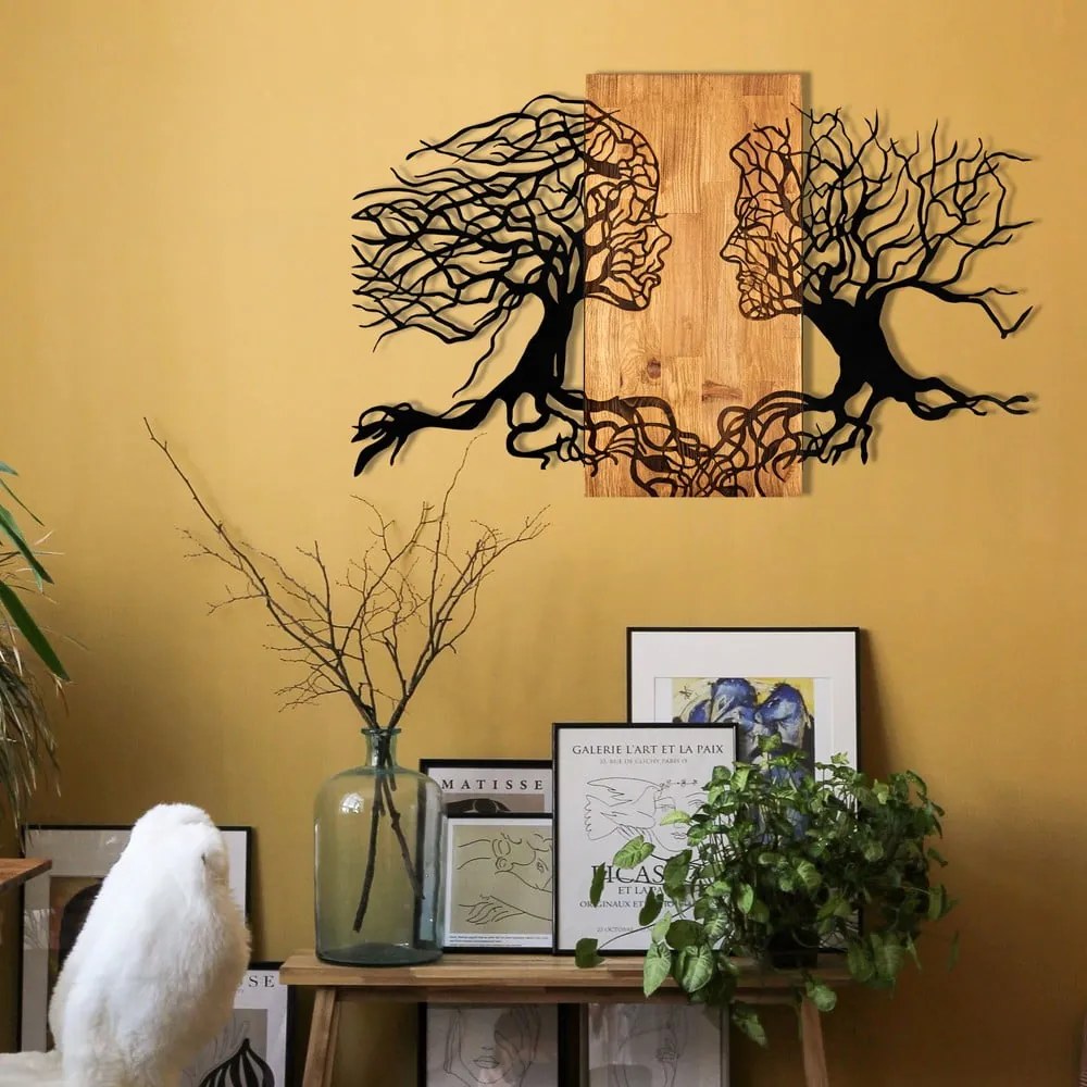 Decorațiune de perete din lemn/din metal 92x58 cm Tutku – Wallity