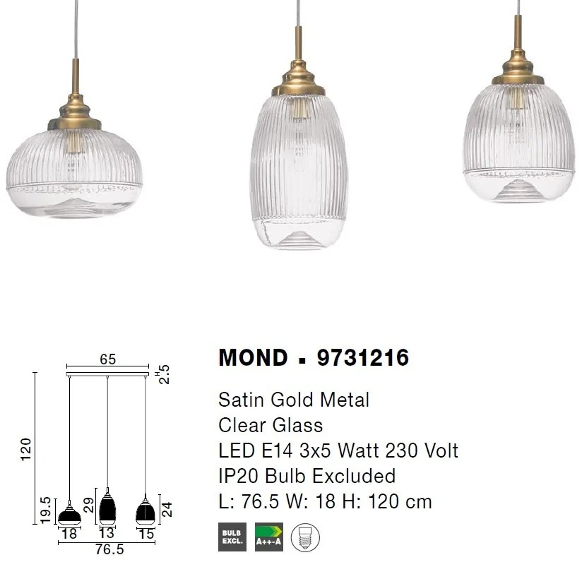 Lustra cu 3 pendule design modern Mond