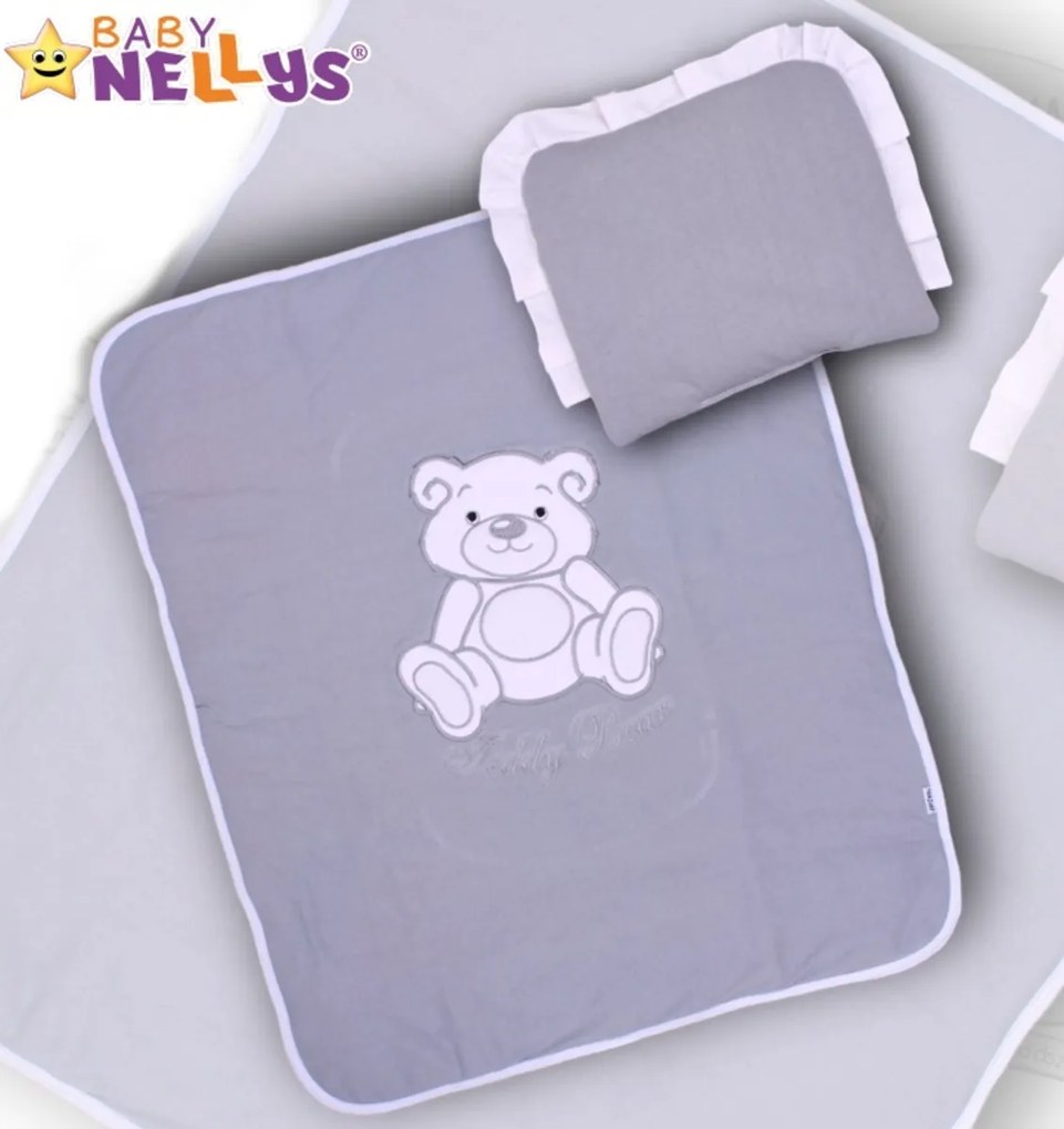 Set Baby Nellys 2 buc pentru cărucior jerseu - Ursuleț - gri