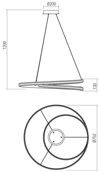 Redo 01-4364 - Lustră LED dimabilă TORSION pe cablu, 60W/230V, auriu