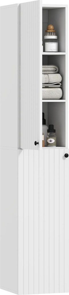 HOMCOM Dulap de baie montat pe perete, suprafață vopsită, 6 rafturi, MDF, Alb | Aosom Romania