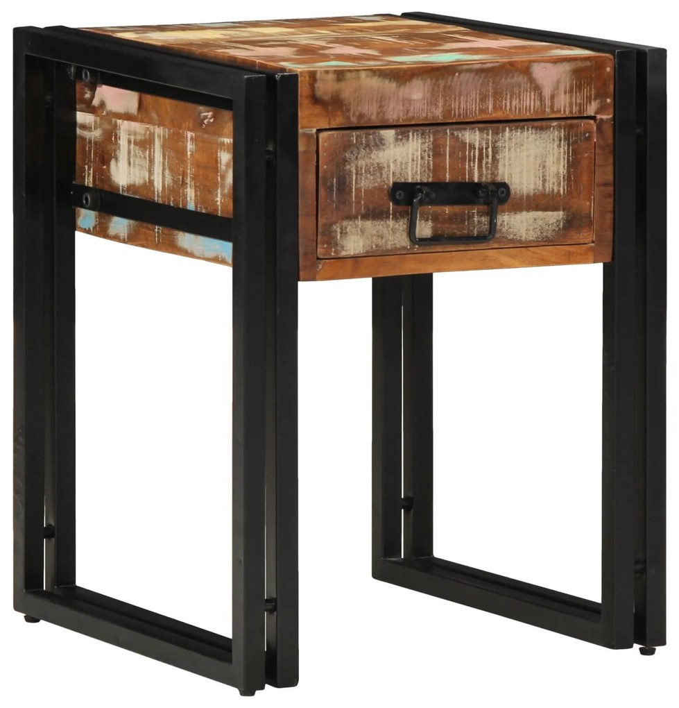 vidaXL Masă laterală cu sertar, negru, 40x40x50 cm lemn masiv reciclat