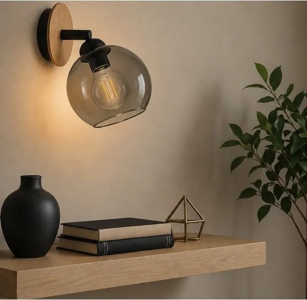 Spot de perete UNO WOOD 1xE27/60W/230V negru/maro