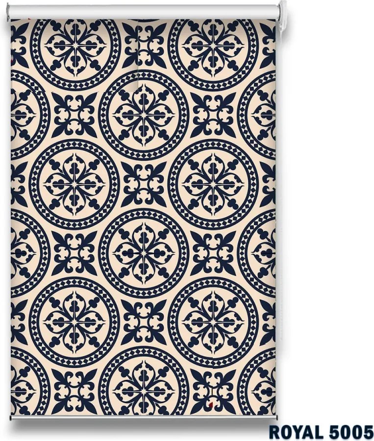 Roletă textilă Royal 5005 albastru cu model ornamental