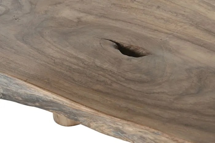 Măsuță de cafea din lemn de tec, natur, cu blat din trunchi și picioare din ramuri, finisaj natural, 50 x 110 x 70 cm, „Brezia” – Ethnic Collections