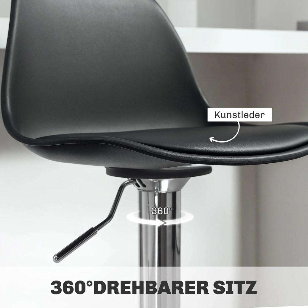 Homcom Set 2 Scaune Bar – Reglabile, Cu Spatar si Pivotante | Aosom Romania