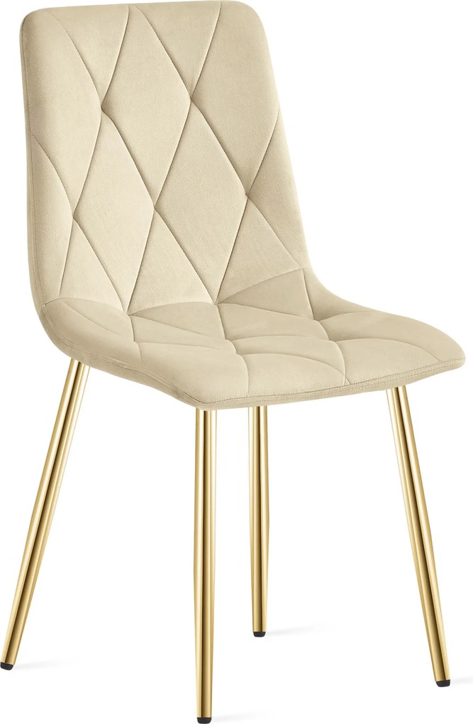 Scaun de dining din catifea bej deschis LIBRA cu picioare aurii
