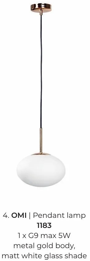 Lustra suspendata moderna Omi auriu, 20cm