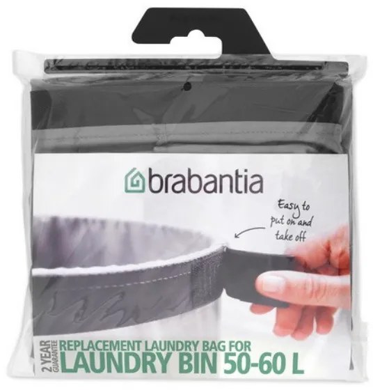 Sac pentru cos de rufe Brabantia 90300187, 50-60 L, Lavabil, Bumbac, Gri