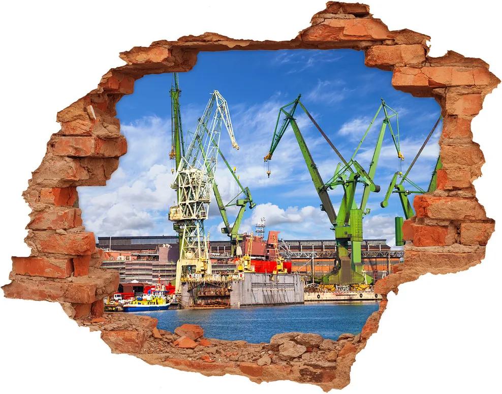 Fototapet 3D gaură în perete Șantierul naval din Gdansk