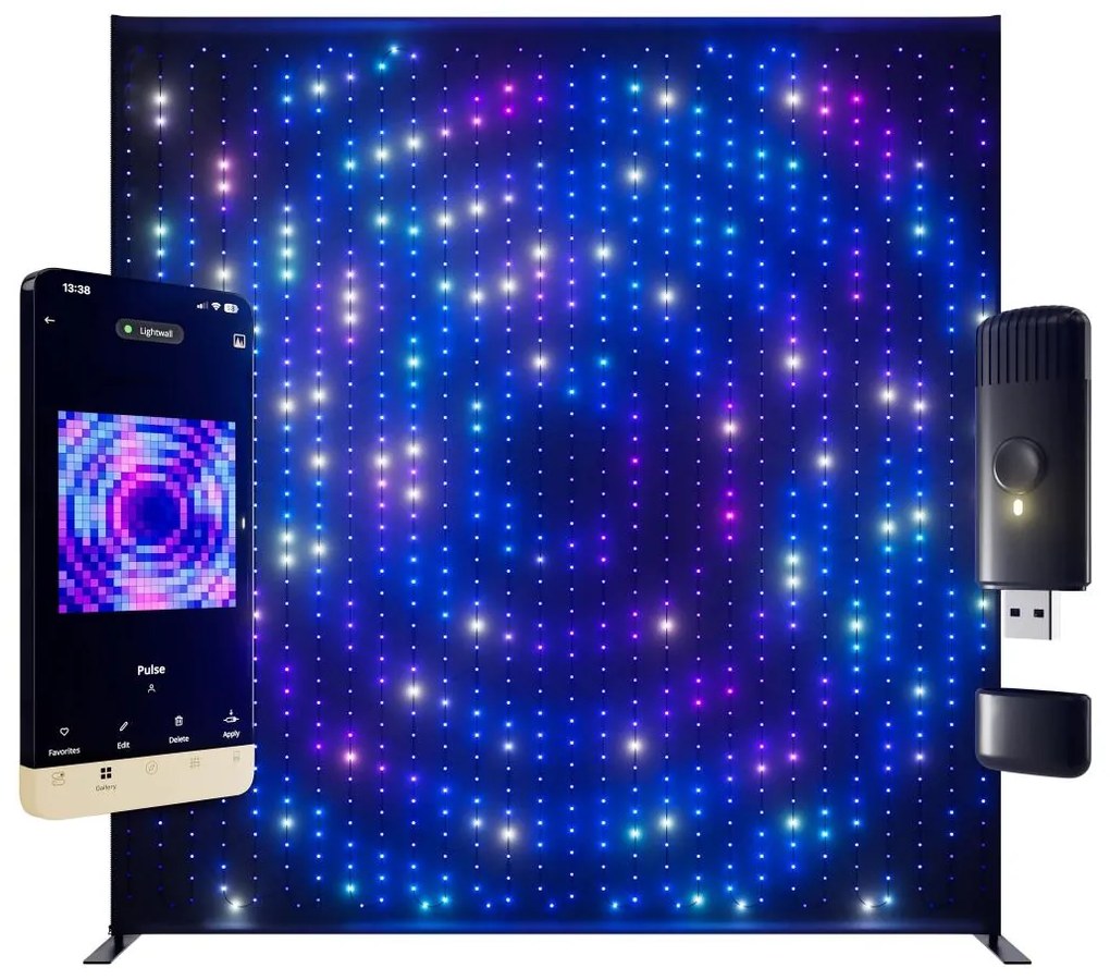 Twinkly TWDJ1120STP-BEU - Panou LED RGBW pentru exterior, 1120 LED, 2,6 x 2,7 m, IP44, Wi-Fi