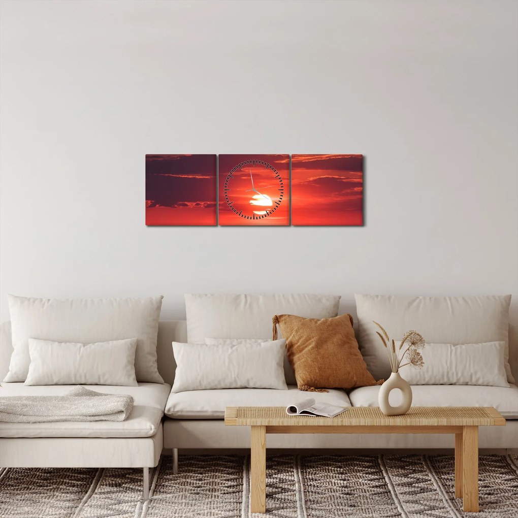 Tablou cu soarele colorat (cu ceas) (90x30 cm)