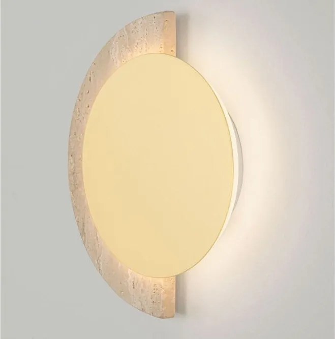 Aplica de perete LED metal auriu si travertin MOLLI 17cm