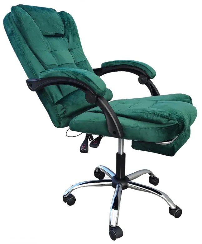 JAKS Scaun de birou reglabil din velur verde BOSS
