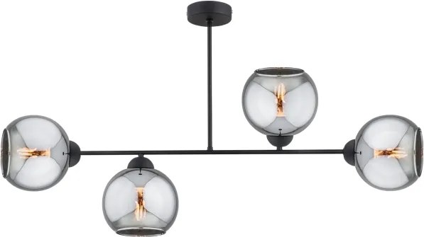 Brilagi - Lustră aplicată DIOR 4xE27/60W/230V negru/gri fumuriu