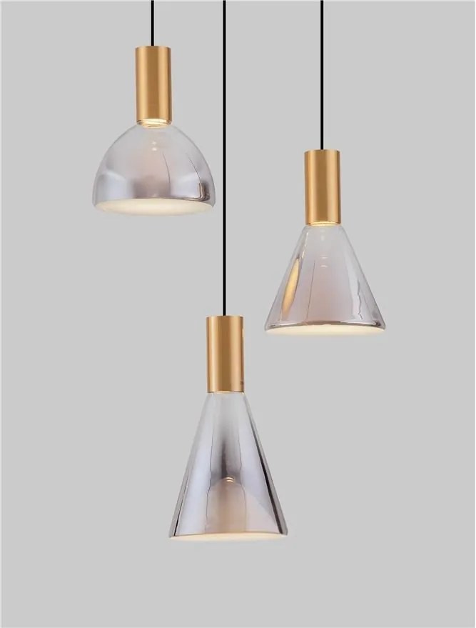 Lustra moderna cu 3 pendule LED, Metal, Sticla, Fumuriu, Voi