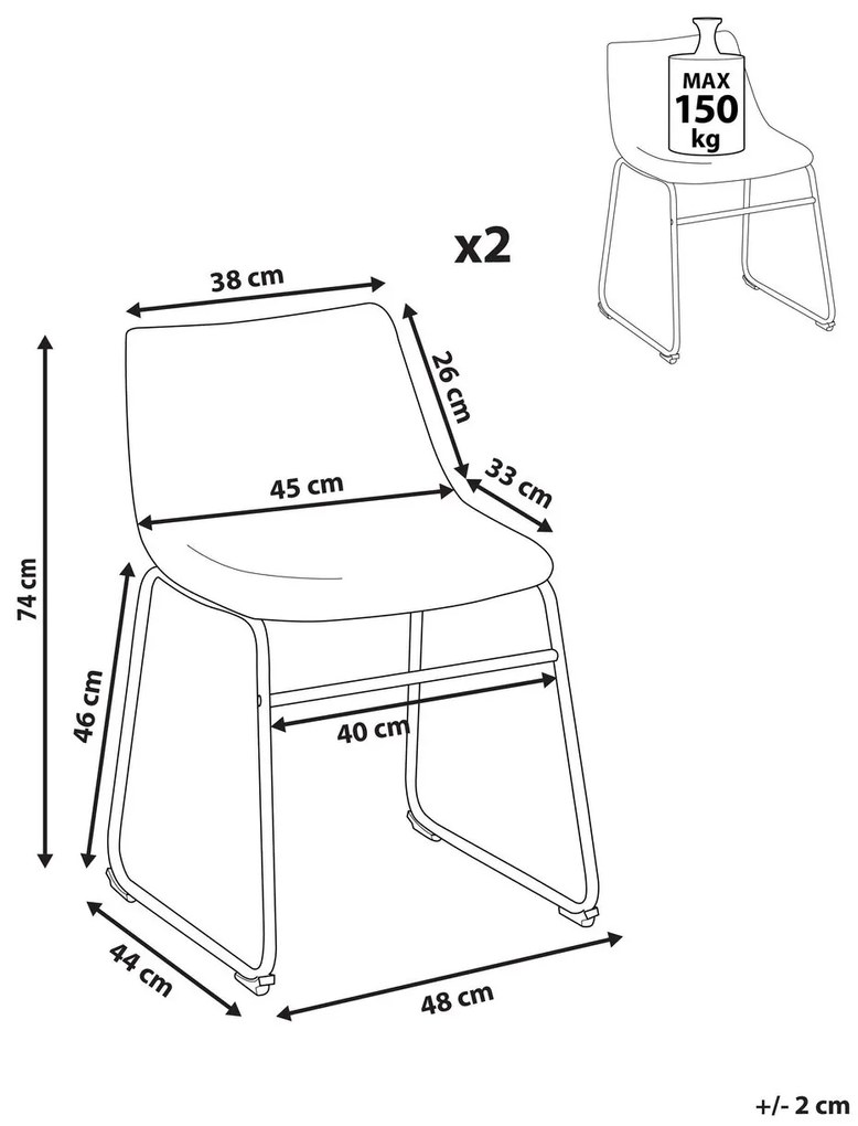 Set 2 buc. scaune pentru sufragerie Basta (maro auriu). 1009970