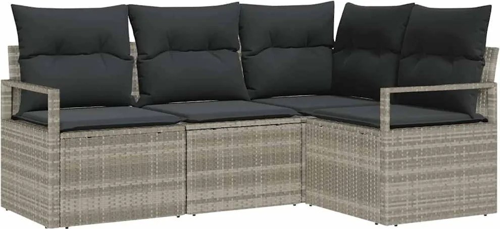 vidaXL Set de canapea 4 pcs Gri deschis poliratan