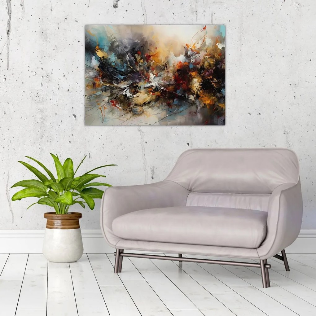 Tablou pe sticlă - Grafică abstractă (70x50 cm)