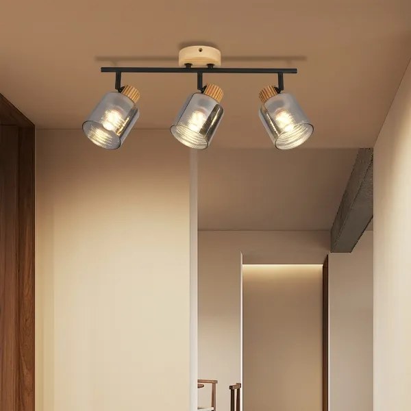 Brilagi - Spot HYGGE, 3xE14/15W/230V, finisaj lemn de cauciuc/sticlă fumurie